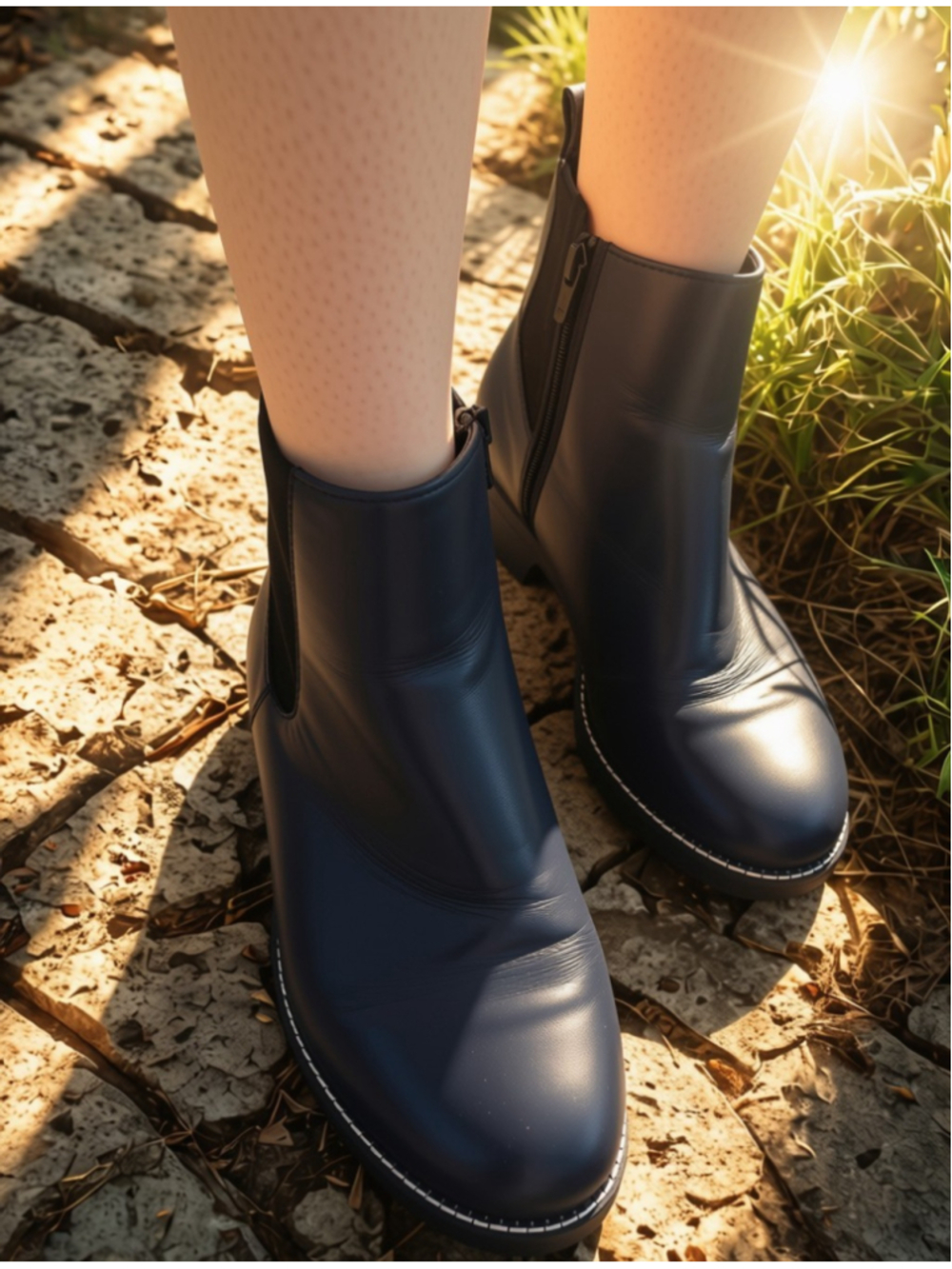 Lands' End Chelsea Boots Women's 8 Black Leather Pull On Ankle